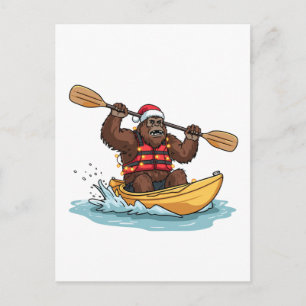 Bigfoot Sasquatch Paddling Jul Vattensport Helg Vykort