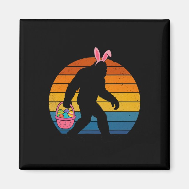 Bigfoot Sasquatch påskhare äggjakt Roliga män  Magnet (Framsidan)