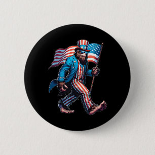Bigfoot Sasquatch Patriotic American Flagga Knapp