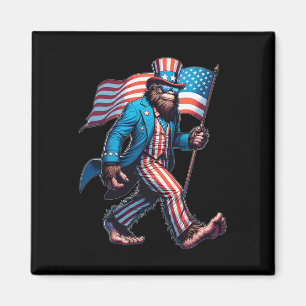 Bigfoot Sasquatch Patriotic American Flagga Magnet
