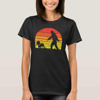Bigfoot Sasquatch Pitbull Sunset Retro Hund älskar T Shirt