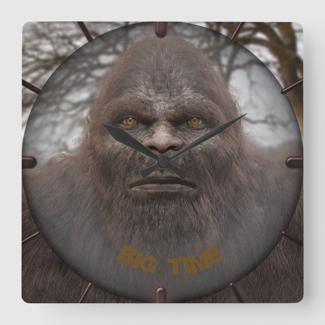 BIGFOOT SASQUATCH PORTRÄTT FYRKANTIG KLOCKA (Framsida)
