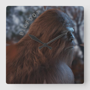 BIGFOOT SASQUATCH PORTRÄTT I PROFIL VID DUSK IV FYRKANTIG KLOCKA