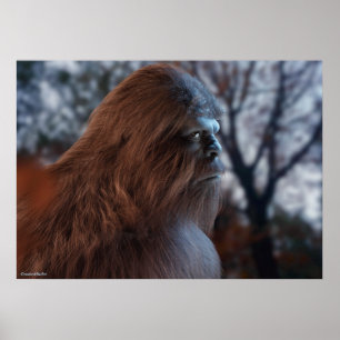 BIGFOOT SASQUATCH PORTRÄTT I PROFIL VID DUSK IV POSTER