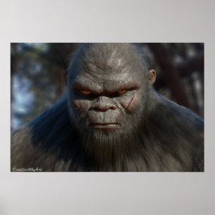 BIGFOOT SASQUATCH PORTRÄTT NÄRA UPP III POSTER