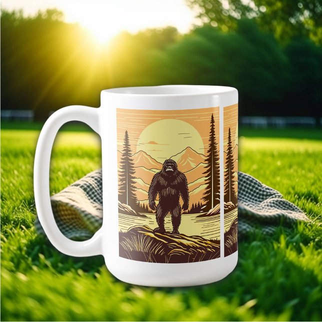 Bigfoot Sasquatch Retro Art Kaffemugg (Skapare uppladdad)