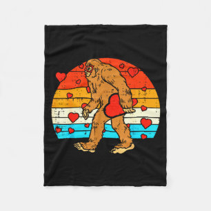 Bigfoot Sasquatch Retro Hjärta Roligt Alla Hjärtan Fleecefilt