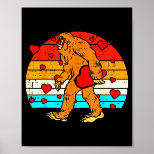 Bigfoot Sasquatch Retro Hjärta Roligt Alla Hjärtan Poster