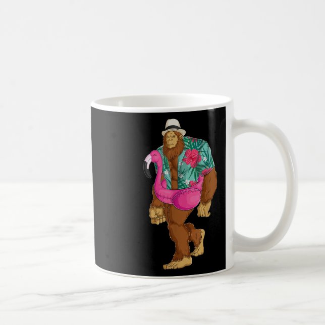 Bigfoot Sasquatch Rosa Flamingo Aloha Beach Hawaii Kaffemugg (Höger)