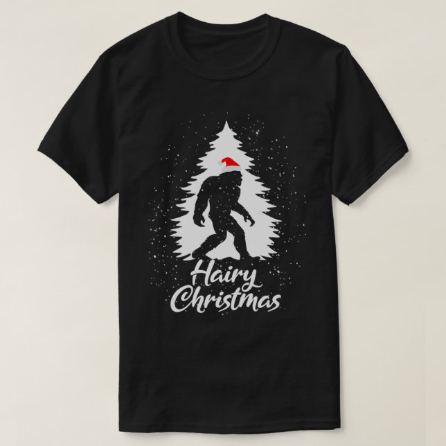 Bigfoot Sasquatch Santa Hat Hairy jul Pajama T Shirt (Design framsida)
