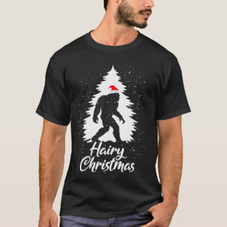 Bigfoot Sasquatch Santa Hat Hairy jul Pajama T Shirt