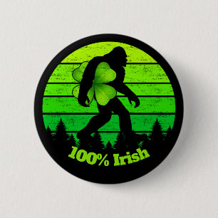 Bigfoot Sasquatch Shamrock 100% irländsk grön desi Knapp