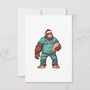 Bigfoot Sasquatch Sjuksköterska Jul Sjukvård Tack Kort