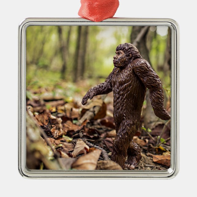 Bigfoot | Sasquatch Square Metall jul Ornamen Julgransprydnad Metall (Framsidan)
