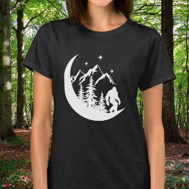 BigFoot Sasquatch Squatchy Skog Berg Måne T Shirt