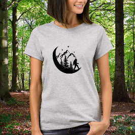 BigFoot Sasquatch Squatchy Skog Berg Måne T Shirt