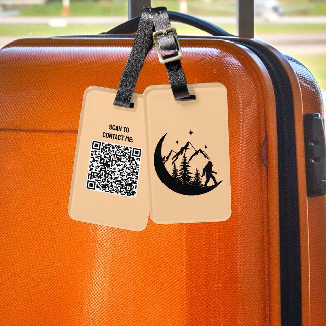 BigFoot Sasquatch Squatchy Skog Berg QR-kod Bagagebricka (Skapare uppladdad)