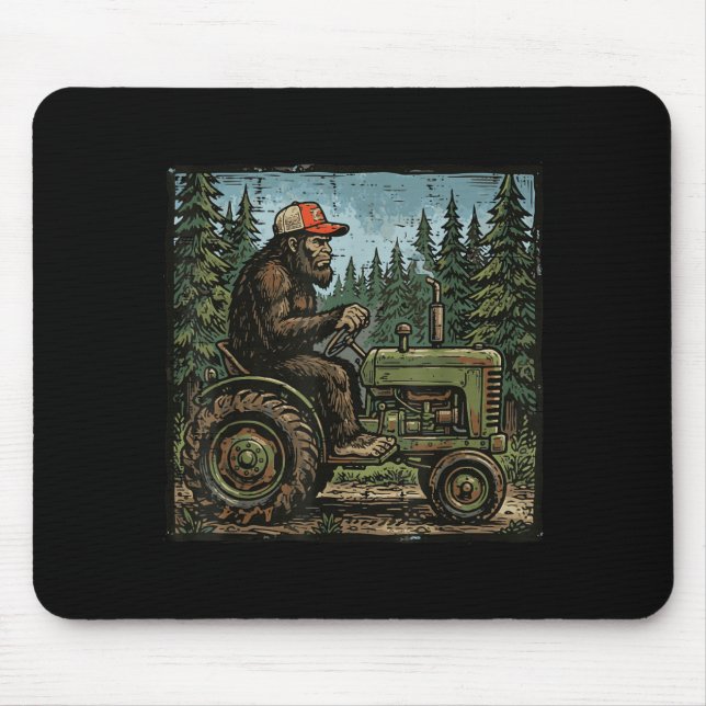 Bigfoot Sasquatch Traktor Rolig Gård Bonde Män Musmatta (Framsidan)