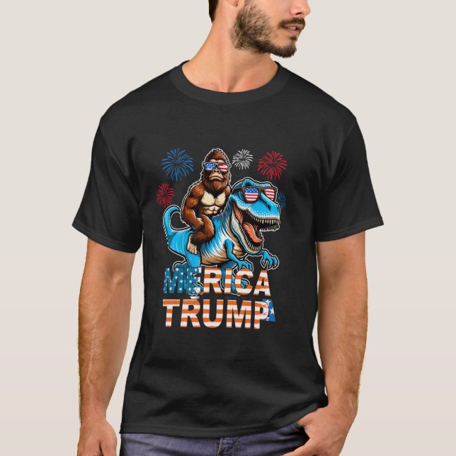 Bigfoot Sasquatch Trump Biden 2024 President El El T Shirt (Framsida)