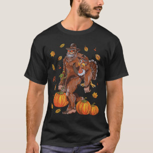 Bigfoot Sasquatch Turkey Pumpkin Lycklig Thanksgiv T Shirt
