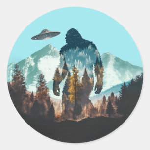 Bigfoot Sasquatch UFO Stickers Runt Klistermärke