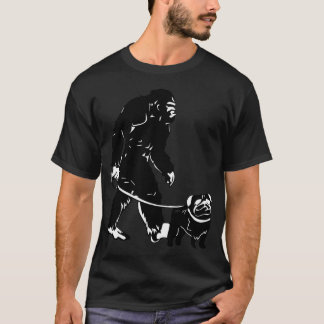 Bigfoot Sasquatch Walking Pug för Hundälskare T Shirt