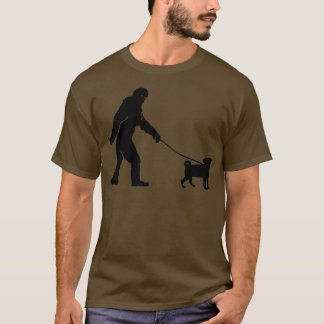 Bigfoot Sasquatch Walking Pug för Hundälskare T Shirt