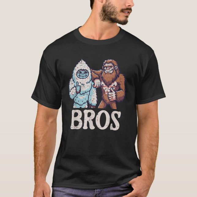 Bigfoot Sasquatch Yeti Bros Funny Brothers Manar W T Shirt (Framsida)