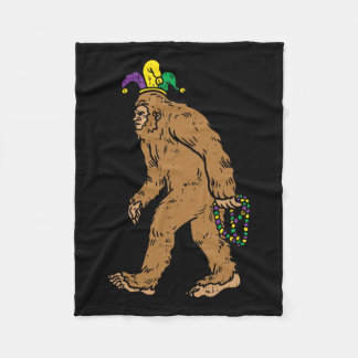 Bigfoot Sasquatsh Jester Hat Pärlor Funny Mardi Gr Fleecefilt