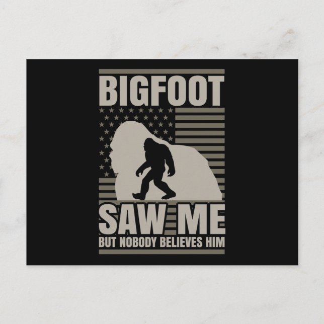 Bigfoot Saw Me American Flag Vykort (Framsida)