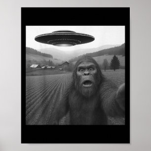 Bigfoot Selfie med Alien Ufo Funny-gåvor För manar Poster