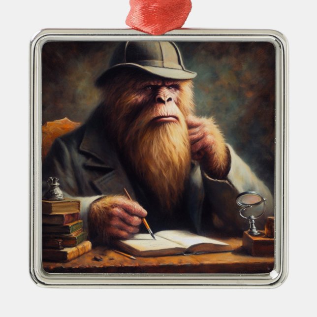Bigfoot Sherlock Holmes Julgransprydnad Metall (Framsidan)