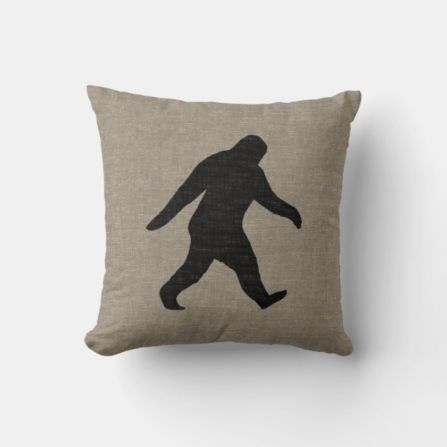 Bigfoot Silhouette Faux Linen Burlap Stil Kudde (Framsida)