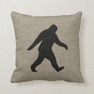 Bigfoot Silhouette Faux Linen Burlap Stil Kudde