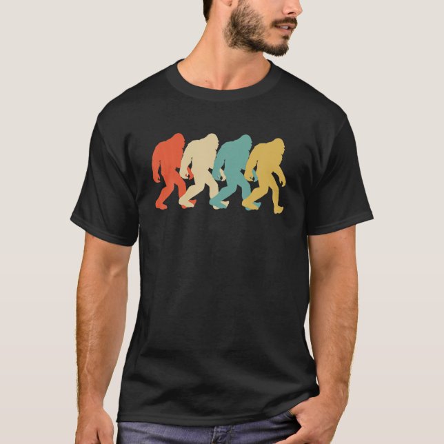 Bigfoot Silhouette Retro Pop Art Sasquatch-grafik T Shirt (Framsida)