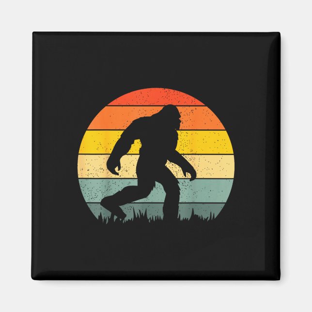 Bigfoot siluett retro solnedgång rolig sasquatch magnet (Framsidan)