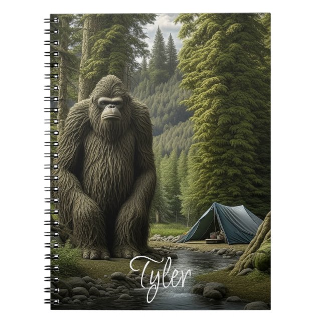 Bigfoot sitta i Skogen-Personligen Anteckningsbok (Framsidan)