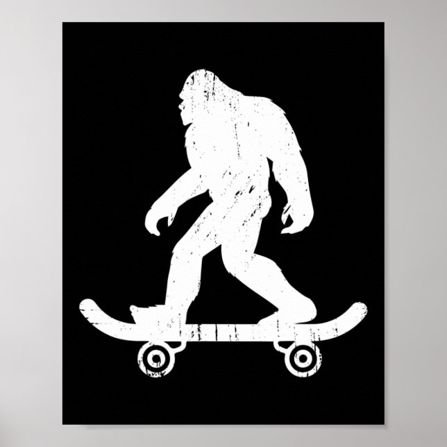 Bigfoot Skateboardåkare Yeti Sasquatch Skateboard  Poster (Framsidan)