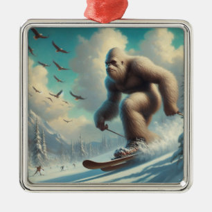 Bigfoot Skiing Julgransprydnad Metall