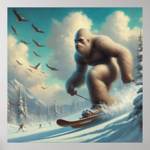 Bigfoot Skiing Poster