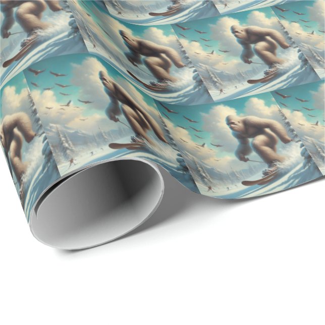 Bigfoot Skiing Presentpapper (Rullad Hörn)