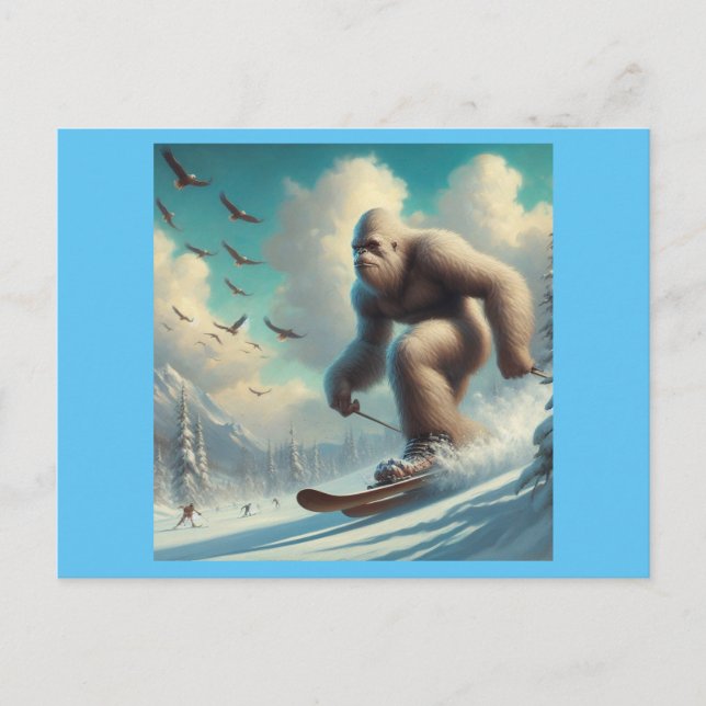 Bigfoot Skiing Vykort (Framsida)