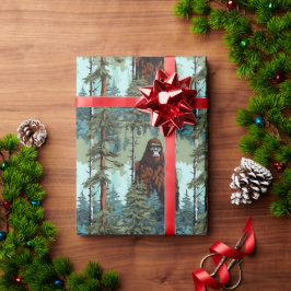 Bigfoot Skog Stirrande Rädd Presentpapper