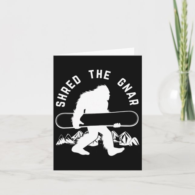 Bigfoot Snowboard Shredding Gnar Sasquatch Snowboa Kort (Framsida)