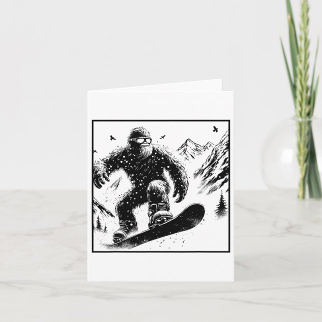 Bigfoot Snowboarder - Funny Sasquatch Snowboarder Kort (Framsida)