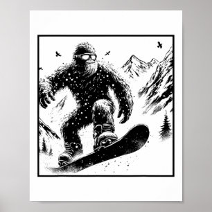 Bigfoot Snowboarder - Funny Sasquatch Snowboarder Poster