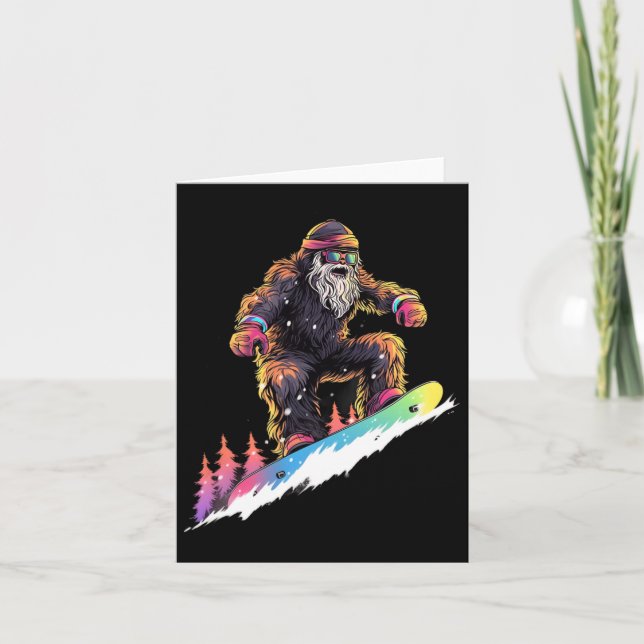 Bigfoot Snowboarder Winter Kort (Framsida)