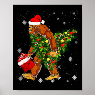 Bigfoot som bär julgran Sasquatch-troende Poster