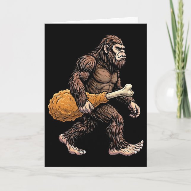 Bigfoot som bär kycklingben Sasquatch-älskare Kort (Framsida)