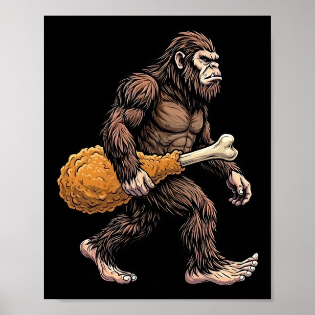 Bigfoot som bär kycklingben Sasquatch-älskare Poster (Framsidan)